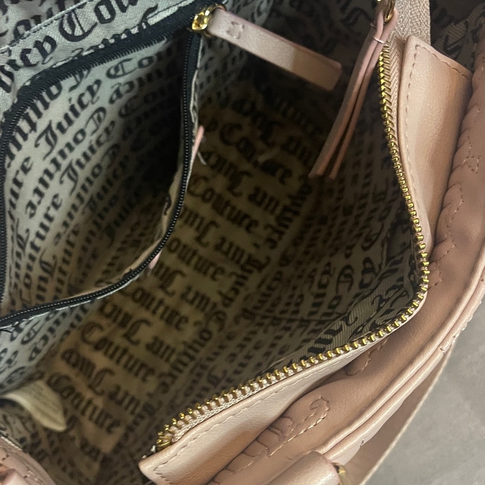 Juicy Couture Pastel Pink Signature league tote w/web strap and mini pouch - Picture 10 of 17